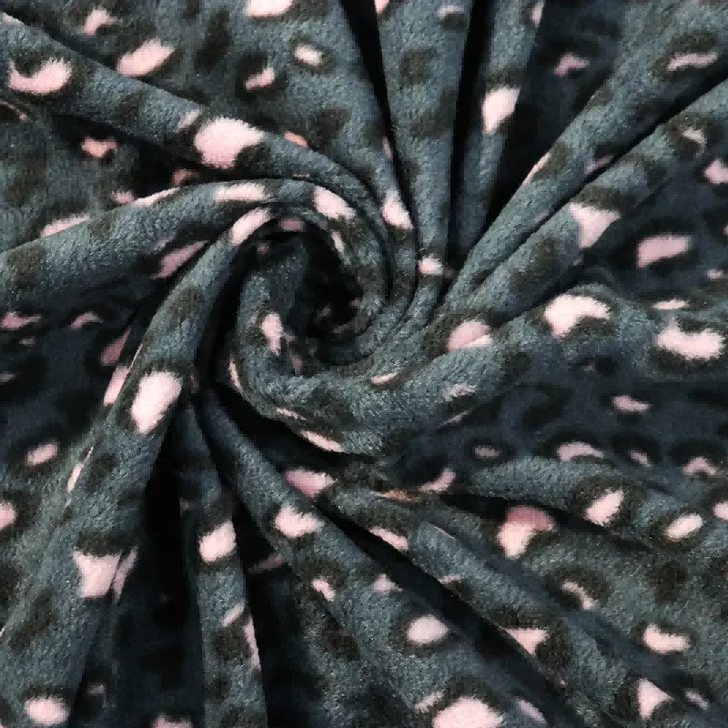Polar Fleecová rebrovaná tkanina s leopardím vzorom