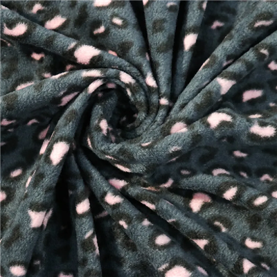 Polar Fleecová rebrovaná tkanina s leopardím vzorom