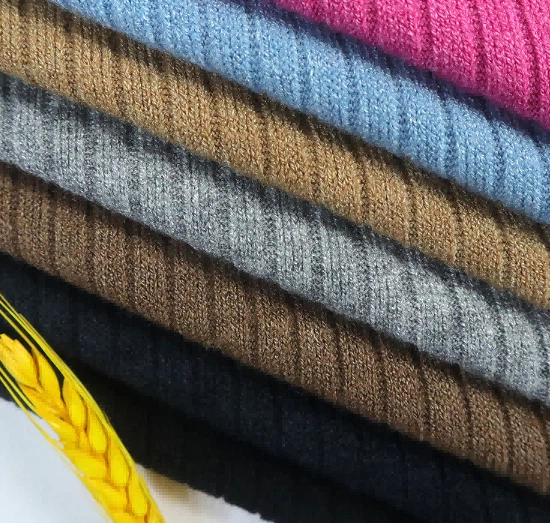 Soft Breathable Plain Dyed Knit Rib Fabric in stock