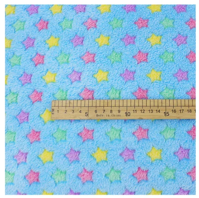 Star Printed Coral Velvet Fabric in stock