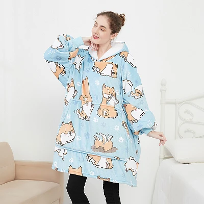 Dvojitá flanel Sherpa Hoodie prikrývka