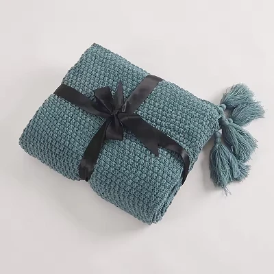 Solid Color Knitted Tassel Blanket